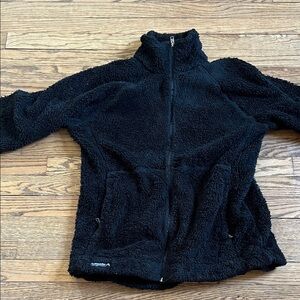 Avalanche Black fuzzy Fleece Zip-Up Jacket
